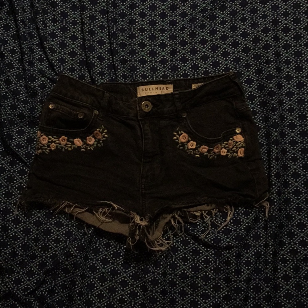 Cute black shorts with light pink flowers